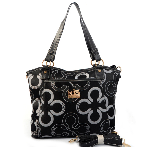 Coach Poppy C Logo Small Black Totes EJZ | Women - Click Image to Close